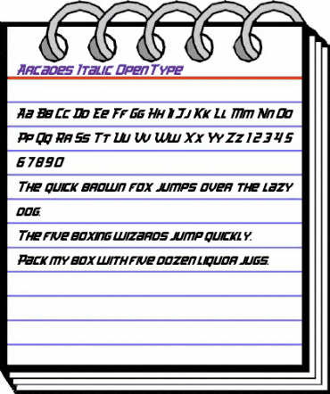 Arcades Italic Regular animated font preview