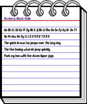 Archery Black Italic animated font preview