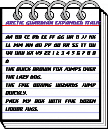 Arctic Guardian Expanded Italic Expanded Italic animated font preview
