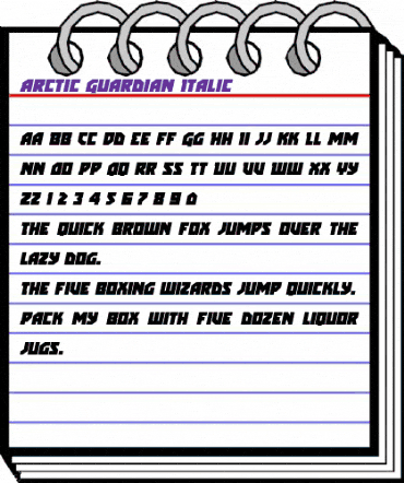 Arctic Guardian Italic Italic animated font preview