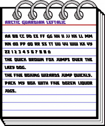 Arctic Guardian Leftalic Italic animated font preview