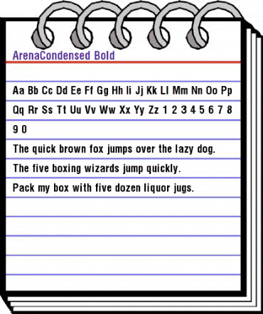 ArenaCondensed Bold animated font preview