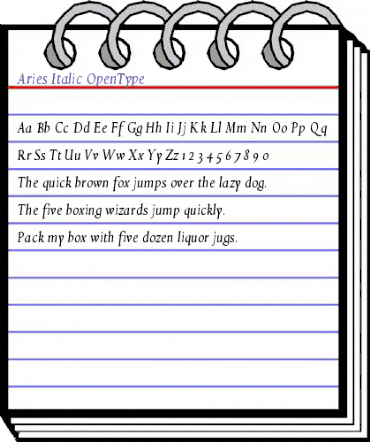 Aries Italic animated font preview