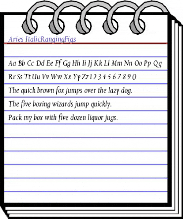 Aries Italic animated font preview