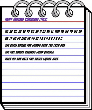 Army Rangers Condensed Italic Condensed Italic animated font preview