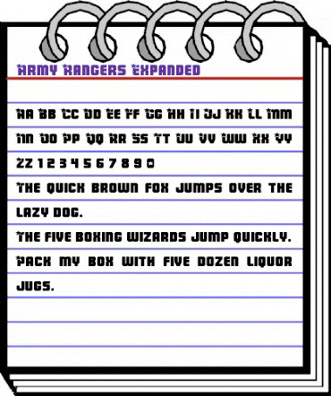 Army Rangers Expanded Expanded animated font preview