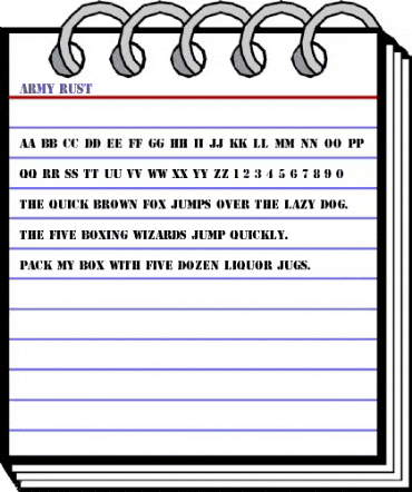 ARMY RUST Regular animated font preview