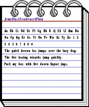 ArmyBlackCondensed Plain animated font preview ArmyBlackCondensed Plain animated font preview