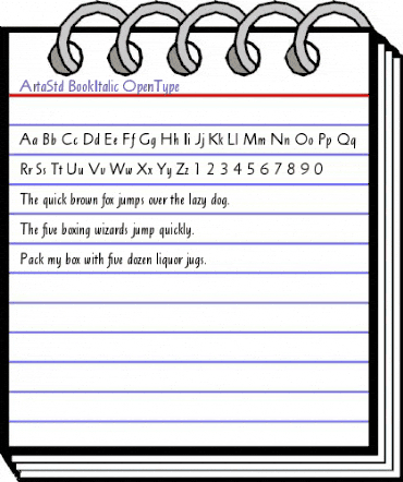 Arta Std Book Italic animated font preview