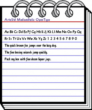 Arta Std Medium Italic animated font preview