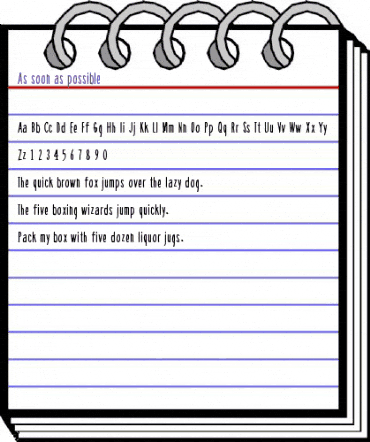 As soon as possible Regular animated font preview