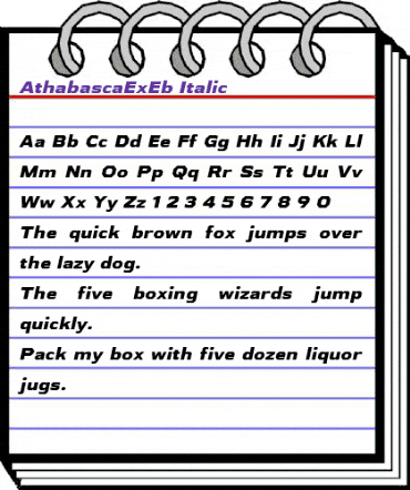 Athabasca Expanded ExtraBold Italic animated font preview