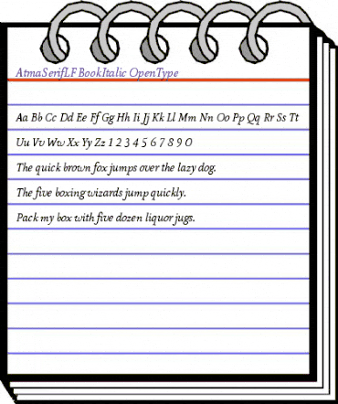 AtmaSerifLF-BookItalic Regular animated font preview