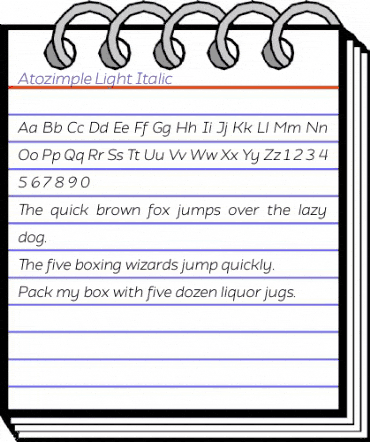 Atozimple Light Italic animated font preview