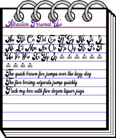 Attraction Personal Use Regular animated font preview