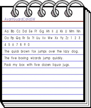 AvantGuardCondSW Regular animated font preview