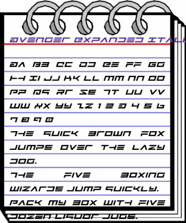 Avenger Expanded Italic Expanded Italic animated font preview