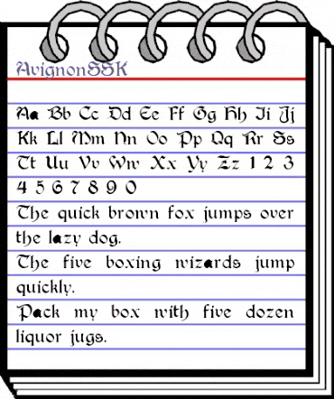 AvignonSSK Regular animated font preview