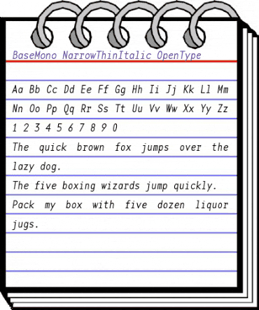 BaseMono-NarrowThin ThinItalic animated font preview