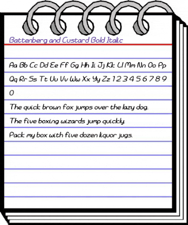 Battenberg and Custard Bold Italic animated font preview