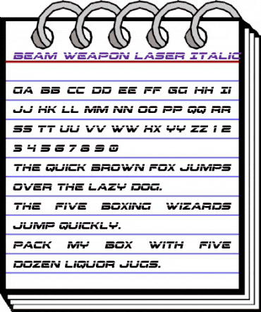 Beam Weapon Laser Italic Italic animated font preview