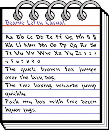 Beanie Lefty Casual Regular animated font preview