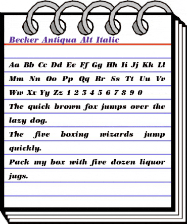 Becker Antiqua Alt Italic animated font preview