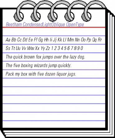 Beetham CondensedLightOblique animated font preview