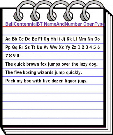 Bell Centennial Name & Number animated font preview
