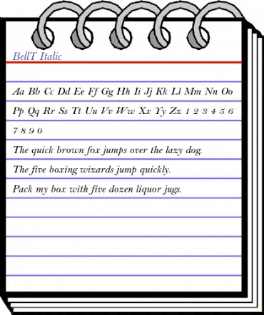 BellT Italic animated font preview