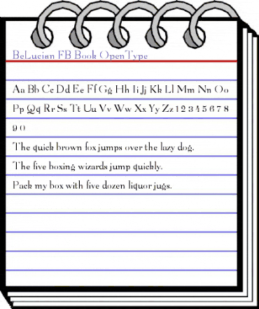 BeLucian FB Book Regular animated font preview