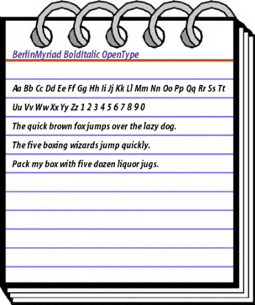 BerlinMyriad BoldItalic animated font preview