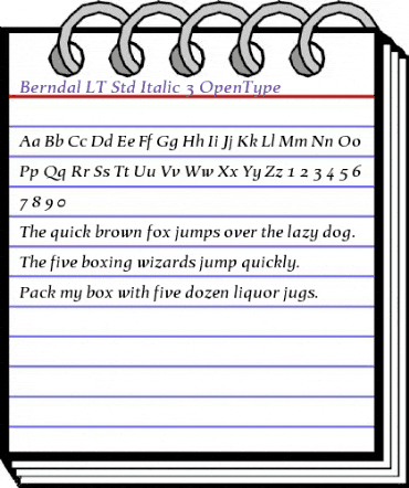 Berndal LT Std Italic Regular animated font preview