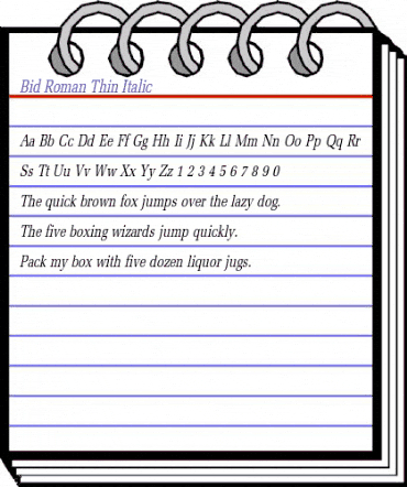 Bid Roman Thin Italic animated font preview