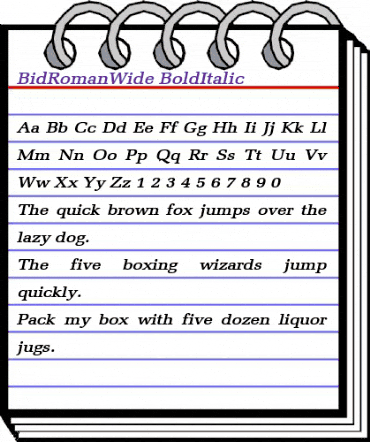 BidRomanWide BoldItalic animated font preview