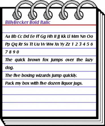 BillyBecker Bold Italic animated font preview