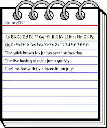 BinaryITC Regular animated font preview