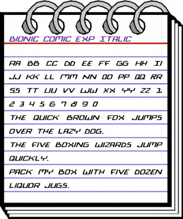 Bionic Comic Exp Italic Exp Italic animated font preview