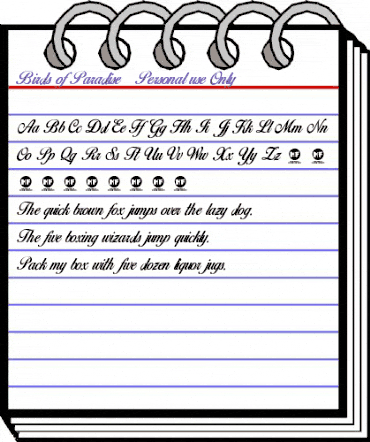 Birds of Paradise  Personal use Regular animated font preview