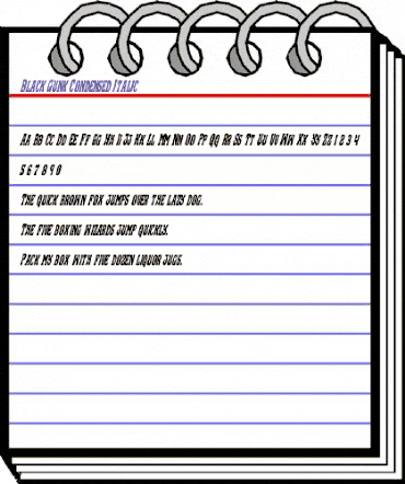 Black Gunk Condensed Italic Condensed Italic animated font preview