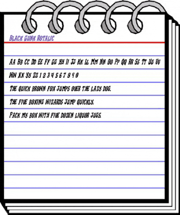 Black Gunk Rotalic Italic animated font preview
