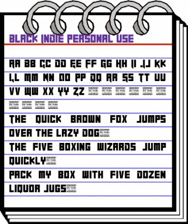 Black Indie Personal Use Regular animated font preview