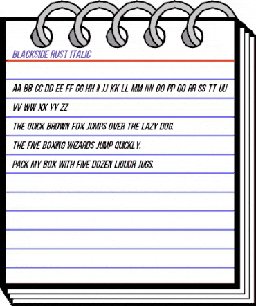 Blackside Rust Italic Regular animated font preview Blackside Rust Italic Regular animated font preview