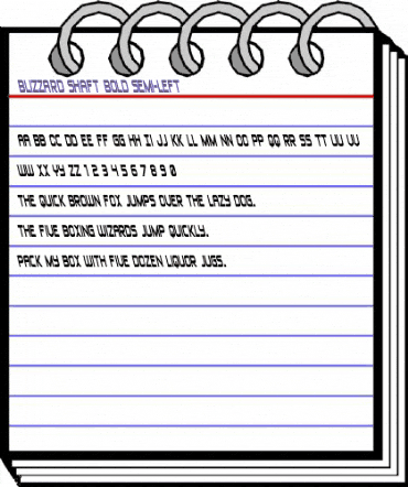 Blizzard Shaft Bold Semi-Left Regular animated font preview