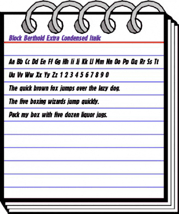 Block Berthold Italic animated font preview