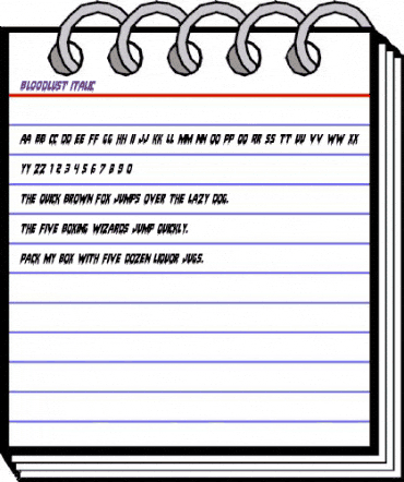 Bloodlust Italic Italic animated font preview