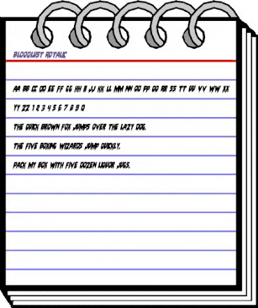 Bloodlust Rotalic Italic animated font preview