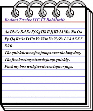 Bodoni Twelve ITC TT BoldItalic animated font preview