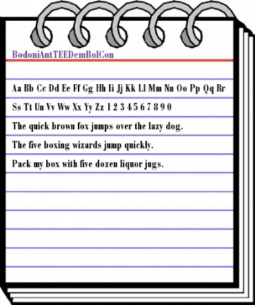 BodoniAntTEEDemBolCon Regular animated font preview