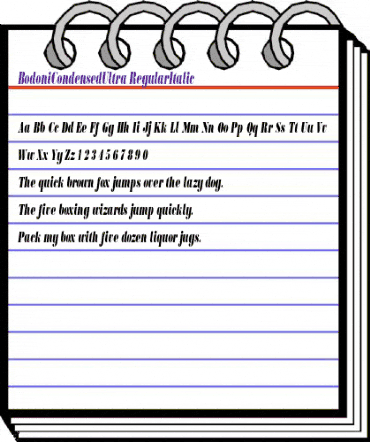 BodoniCondensedUltra RegularItalic animated font preview